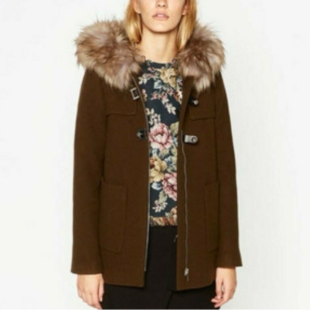 Zara Wool Fur Hooded Jacket - Picture 8 of 14